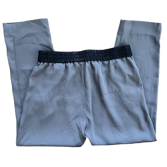Banana Republic Drapey Crepe Pant Urban Gray Faux Leather Trim Women sz 10 Short - Picture 3 of 8